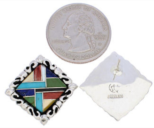 Multicolor Sterling Silver Southwest Post Earrings GS75045